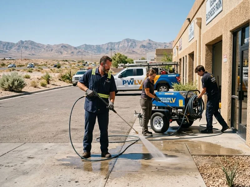 Pressure Washer Las Vegas crew at a Clark County commercial site