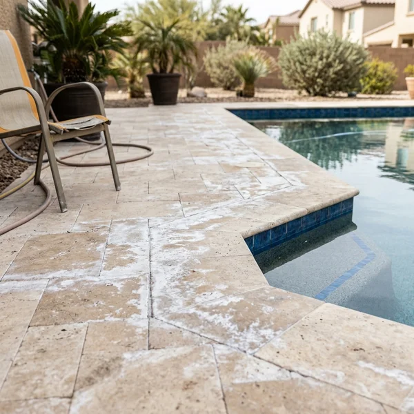 Pool deck before cleaning