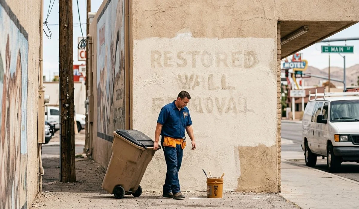 Restored clean wall after professional removal